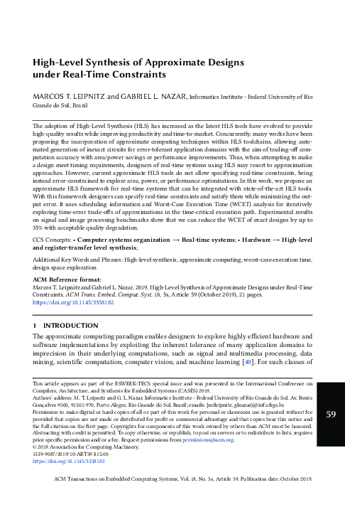 (PDF) High-Level Synthesis of Approximate Designs under Real-Time ...