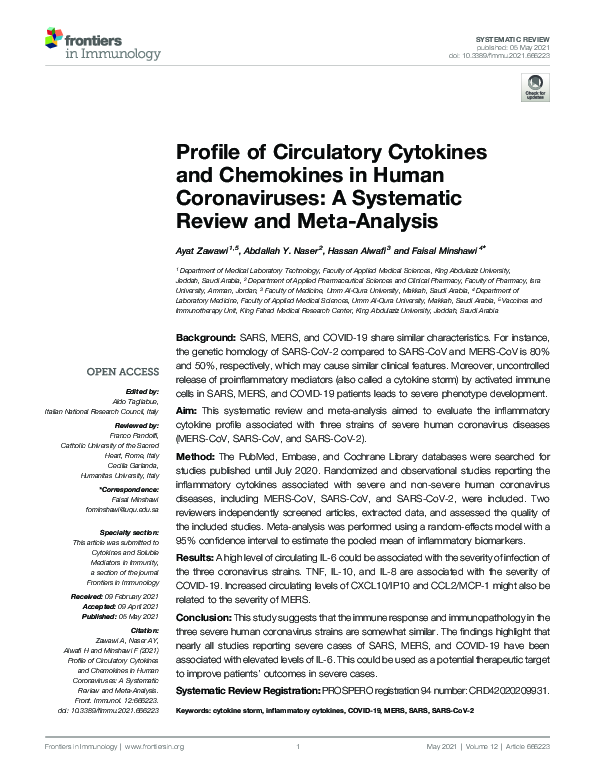 (PDF) Profile of Circulatory Cytokines and Chemokines in Human ...