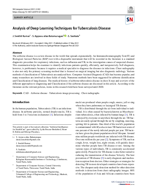 (PDF) Analysis of Deep Learning Techniques for Tuberculosis Disease