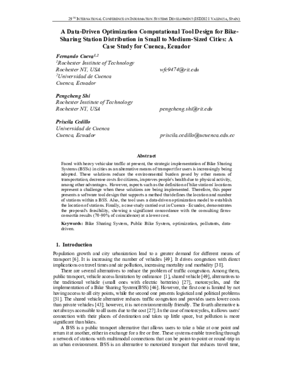 (PDF) A Data-Driven Optimization Computational Tool Design for Bike ...