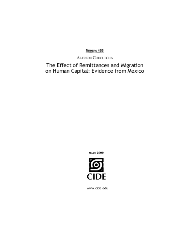 (PDF) The effect of remittances and migration on human capital ...