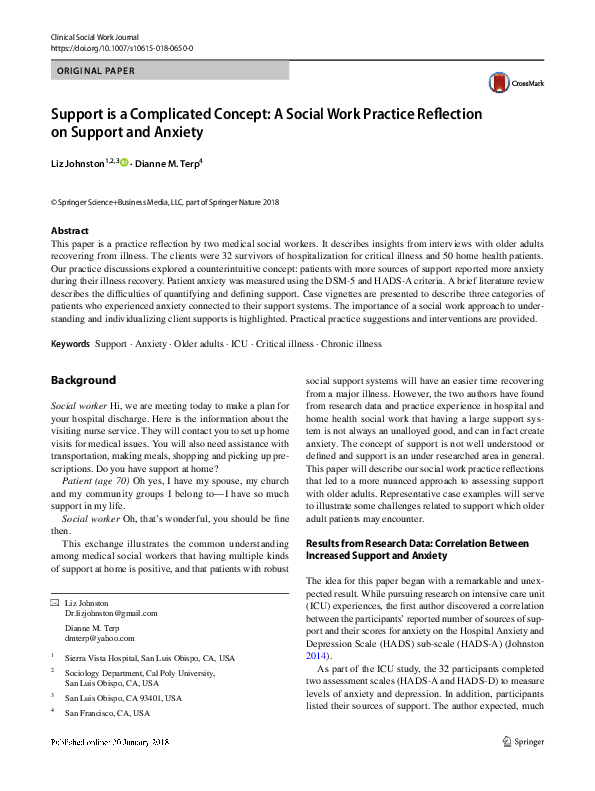 (PDF) Support is a Complicated Concept: A Social Work Practice ...