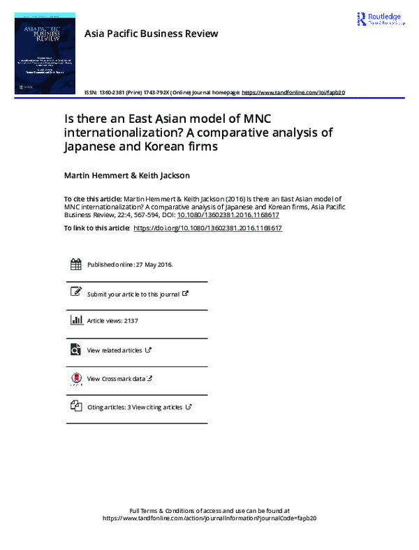 (PDF) Is there an East Asian model of MNC internationalization? A ...
