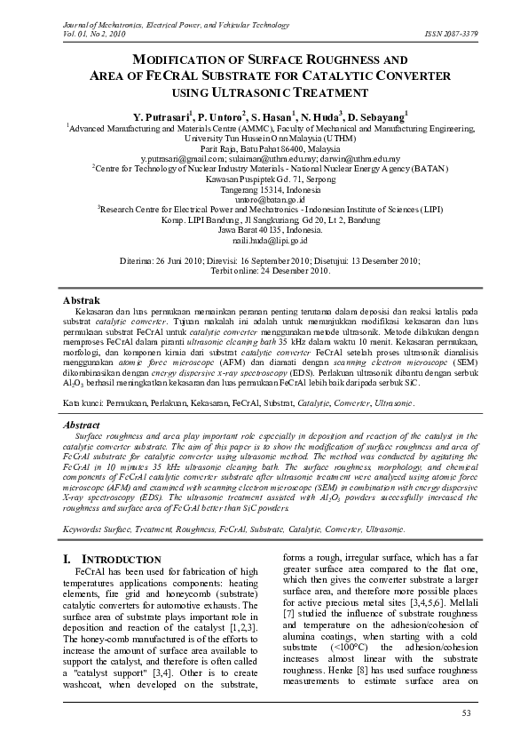(PDF) Modification of Surface Roughness and Area of FeCrAl Substrate ...