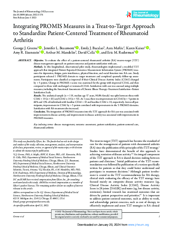 (PDF) Integrating PROMIS Measures in a Treat-to-Target Approach to ...