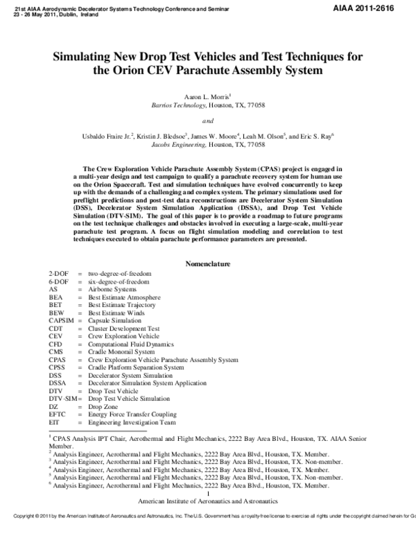 (PDF) Simulating New Drop Test Vehicles and Test Techniques for the ...