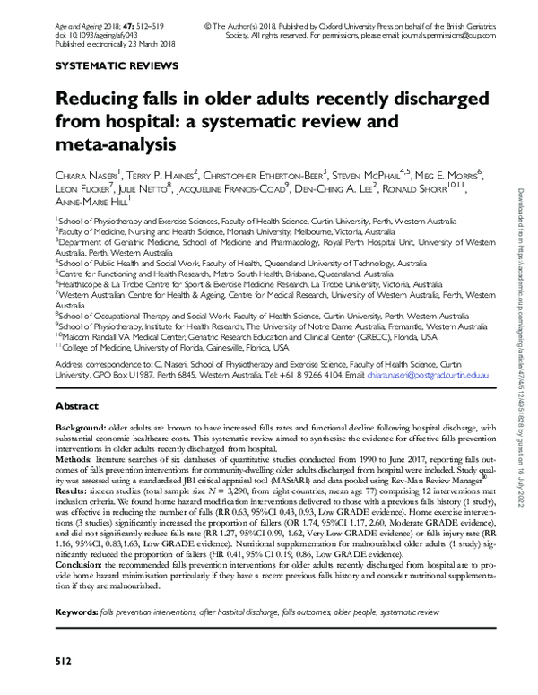 (PDF) Reducing falls in older adults recently discharged from hospital ...