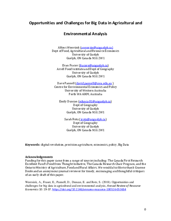 (PDF) Opportunities and Challenges for Big Data in Agricultural and ...