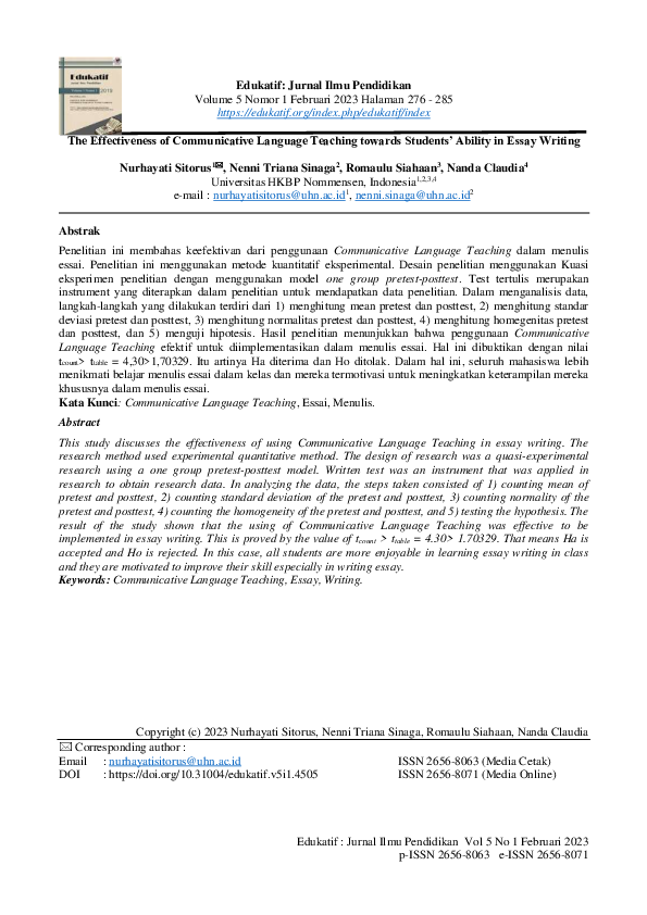 (PDF) The Effectiveness of Communicative Language Teaching towards ...