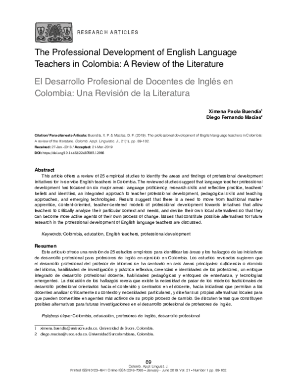(PDF) The Professional Development of English Language Teachers in ...