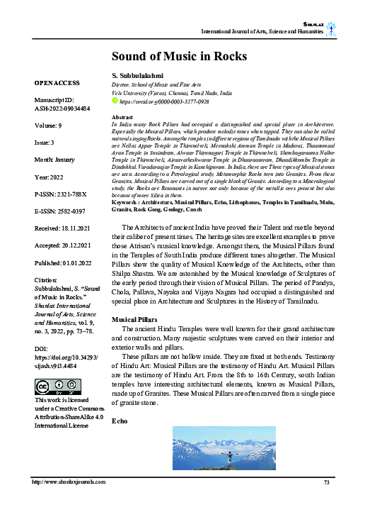 (PDF) Sound of Music in Rocks