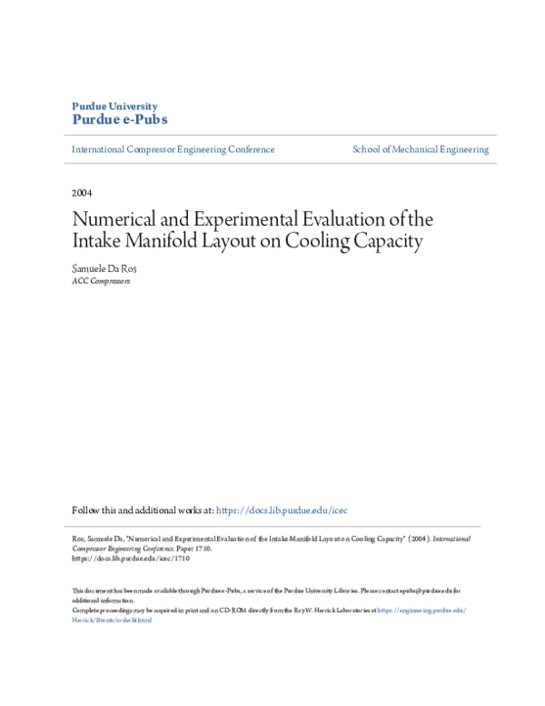 (PDF) Numerical and Experimental Evaluation of the Intake Manifold ...
