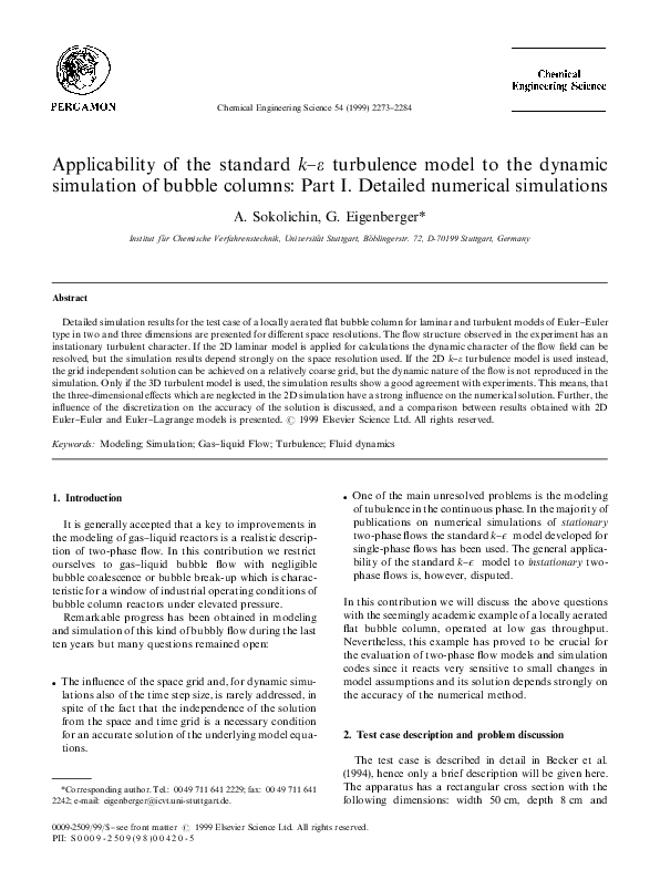 (PDF) Applicability of the standard k–ε turbulence model to the dynamic ...