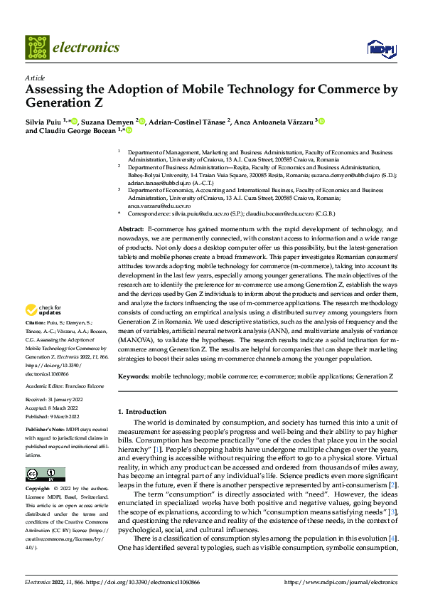 (PDF) Assessing the Adoption of Mobile Technology for Commerce by ...