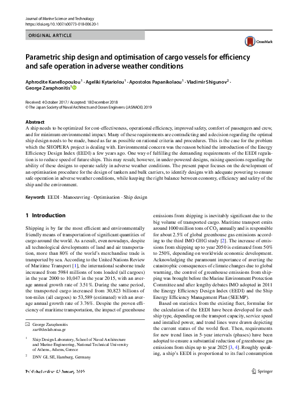 (PDF) Parametric ship design and optimisation of cargo vessels for ...