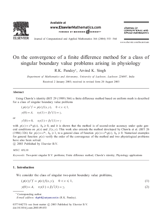 (PDF) On the convergence of a finite difference method for a class of ...