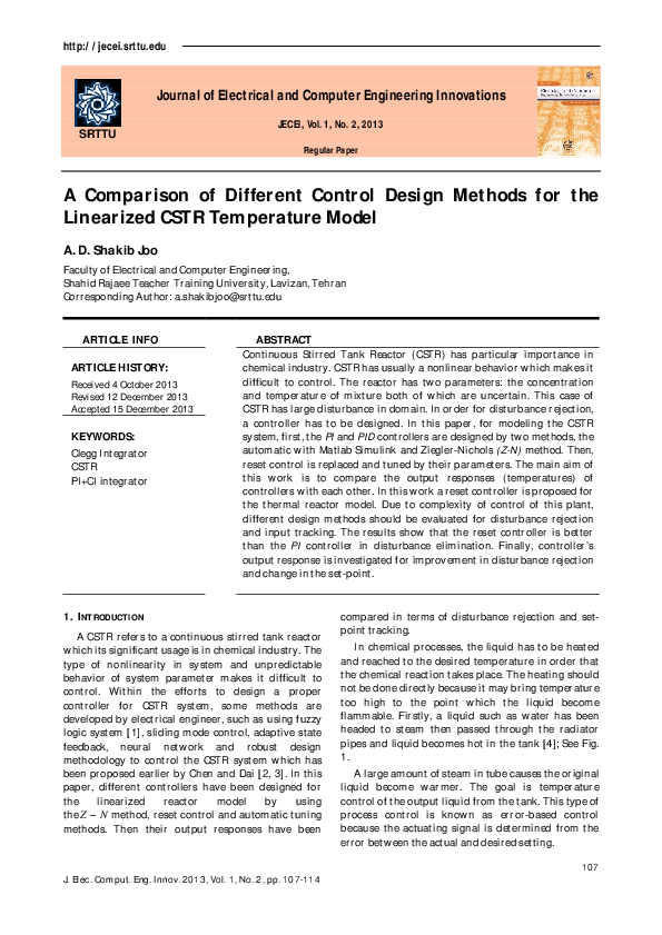 (PDF) A Comparison of Different Control Design Methods for the ...