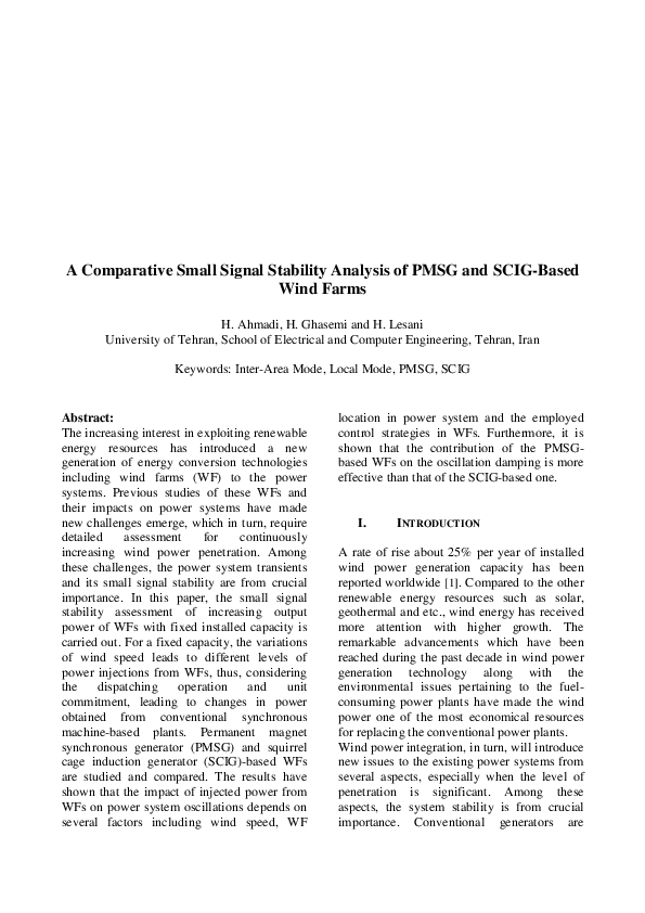 (PDF) A Comparative Small Signal Stability Analysis of PMSG and SCIG ...