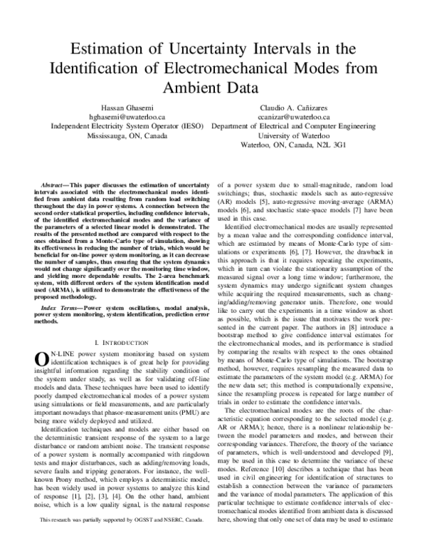 (PDF) Estimation of uncertainty intervals in the identification of ...