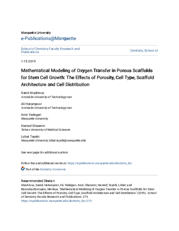 (PDF) Mathematical modeling of oxygen transfer in porous scaffolds for ...