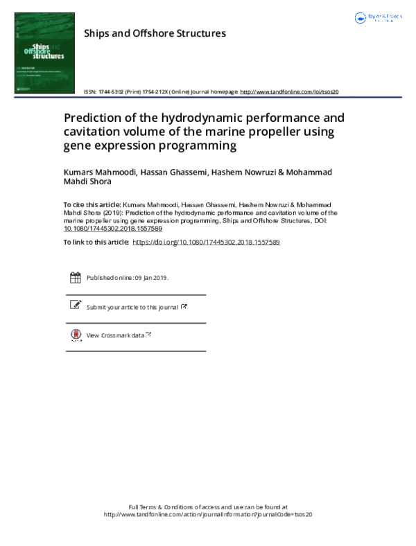 (PDF) Prediction of the hydrodynamic performance and cavitation volume ...