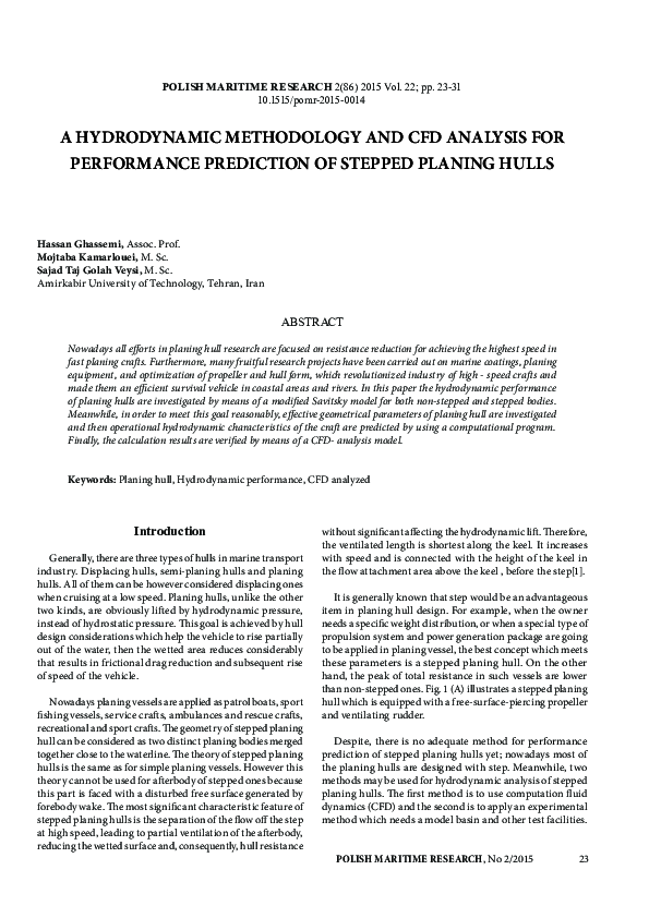 (PDF) A Hydrodynamic Methodology And CFD Analysis For Performance ...