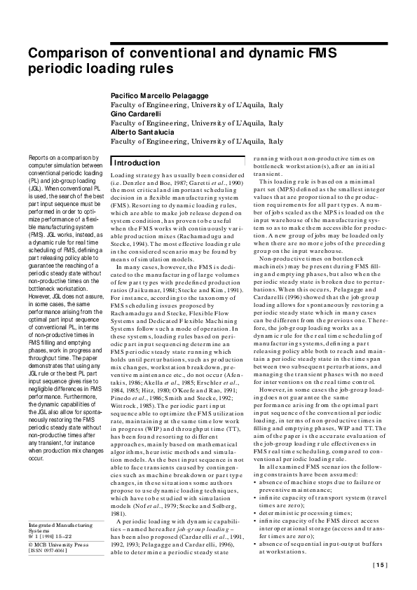 (PDF) Comparison of conventional and dynamic FMS periodic loading rules