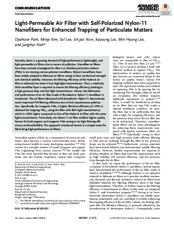 (PDF) Light-Permeable Air Filter with Self-Polarized Nylon-11 ...