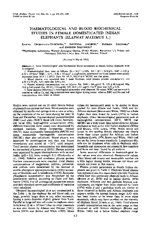 (PDF) Haematological and blood biochemical studies in female ...