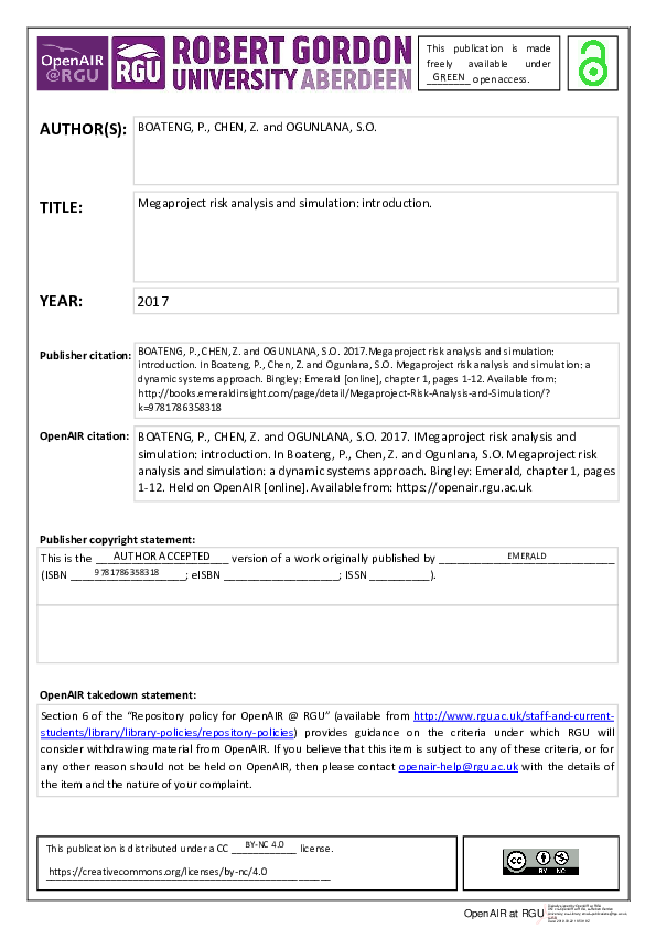(PDF) Megaproject Risk Analysis and Simulation