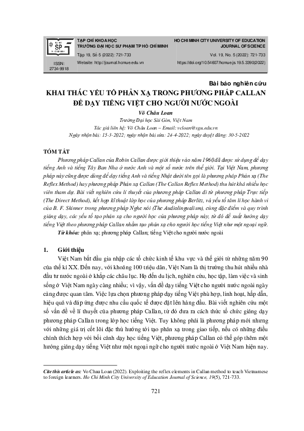 (PDF) Khai Thác Yếu Tố Phản Xạ Trong Phương Pháp Callan Để Dạy Tiếng ...