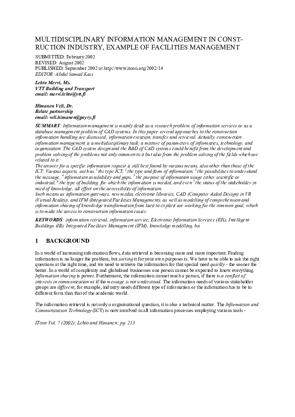 (PDF) Multidisciplinary Information Management in Const Ruction ...