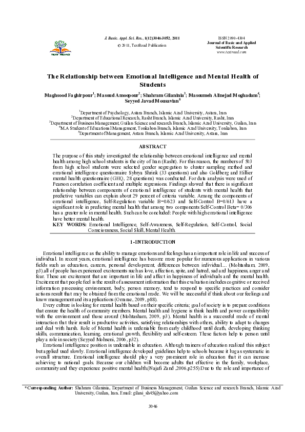 (PDF) The Relationship between Emotional Intelligence and Mental Health ...