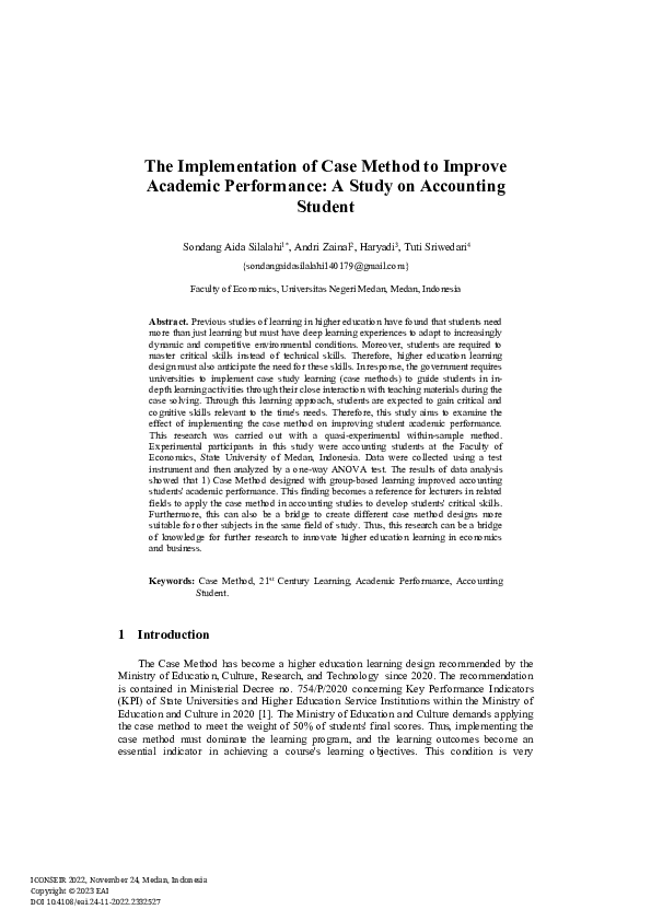 (PDF) The Implementation of Case Method to Improve Academic Performance ...