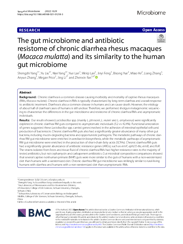(PDF) The gut microbiome and antibiotic resistome of chronic diarrhea ...