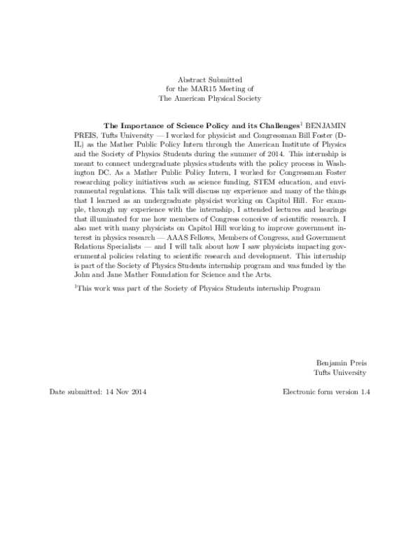 (PDF) The Importance of Science Policy and its Challenges