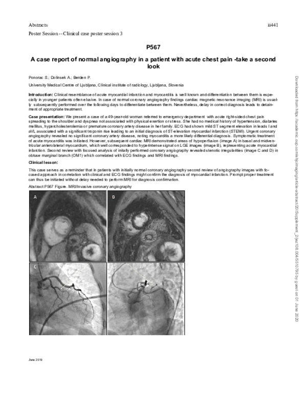 (PDF) P567A case report of normal angiography in a patient with acute ...