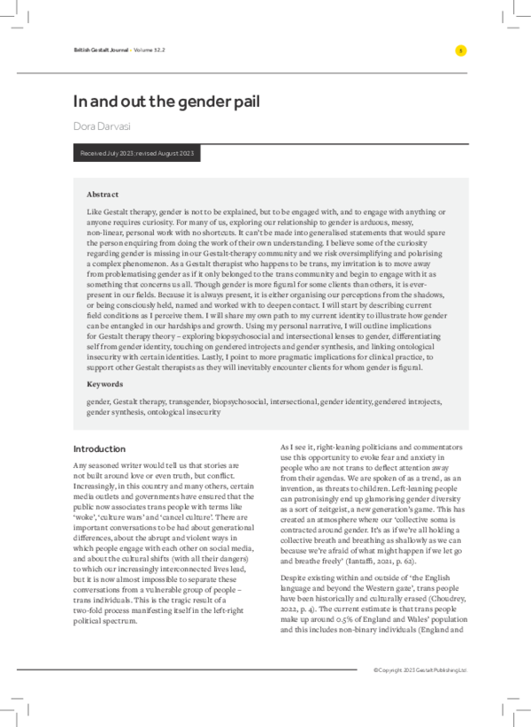 (PDF) In and out the gender pail