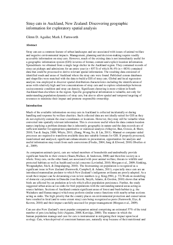 (PDF) Stray cats in Auckland, New Zealand: Discovering geographic ...