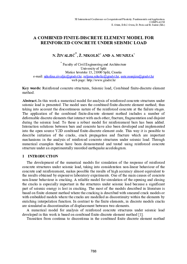 (PDF) A Combined Finite Discrete Element Model for Reinforced Concrete ...