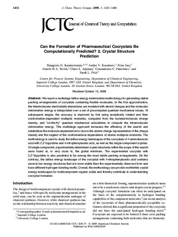 (PDF) Can the Formation of Pharmaceutical Cocrystals Be Computationally ...