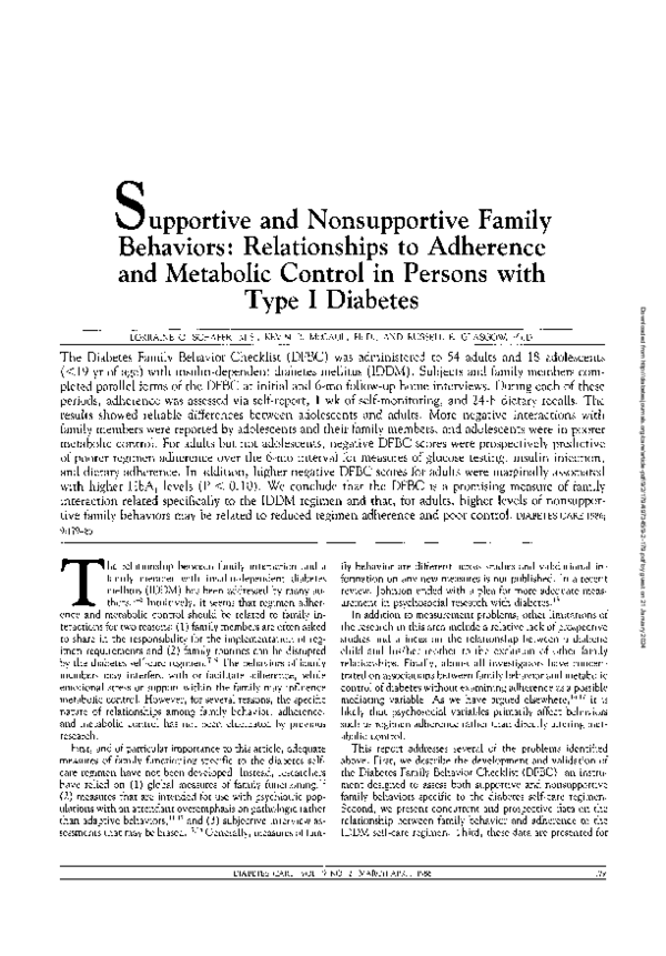(PDF) Supportive and Nonsupportive Family Behaviors: Relationships to ...