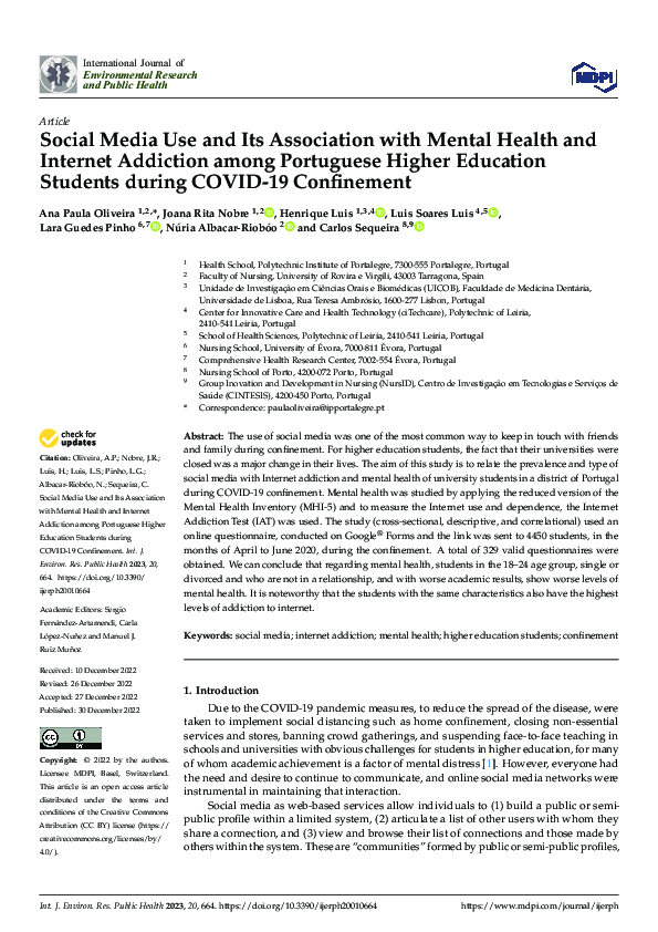 (PDF) Social Media Use and Its Association with Mental Health and ...