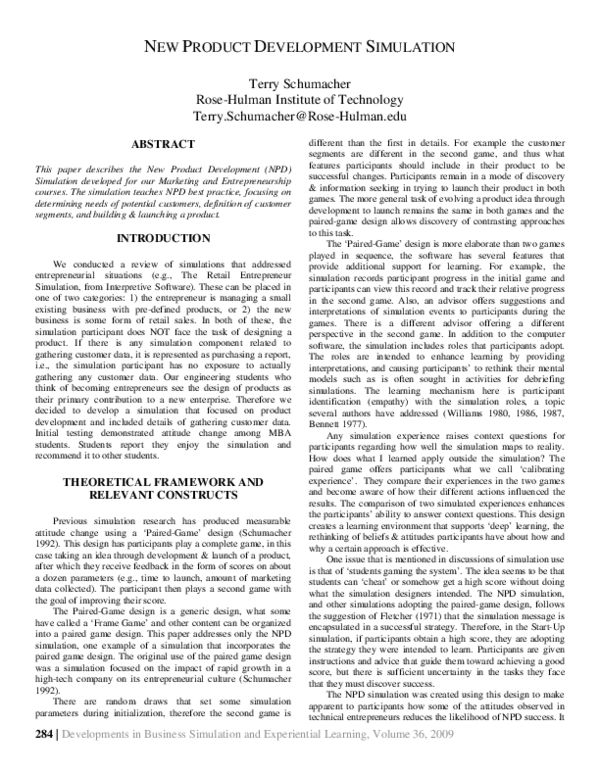 (PDF) New Product Development Simulation