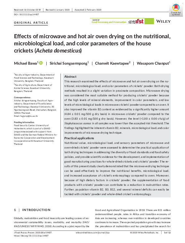 (PDF) Effects of microwave and hot air oven drying on the nutritional ...