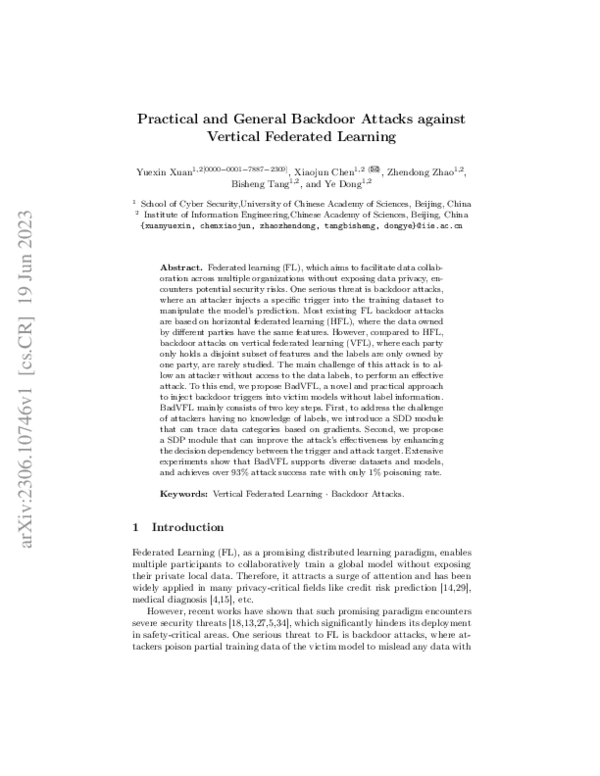 (PDF) Practical and General Backdoor Attacks against Vertical Federated ...