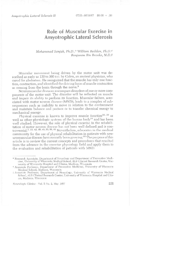 (PDF) Role of Muscular Exercise in Amyotrophic Lateral Sclerosis