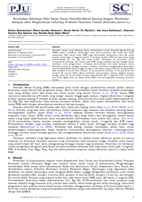(PDF) Perubahan Beberapa Sifat Kimia Tanah Podsolik Merah Kuning dengan