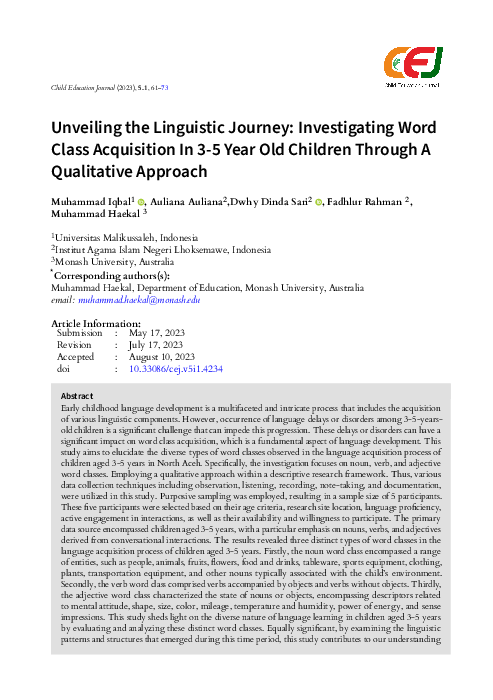 (PDF) Unveiling The Linguistic Journey: Investigating Word Class ...