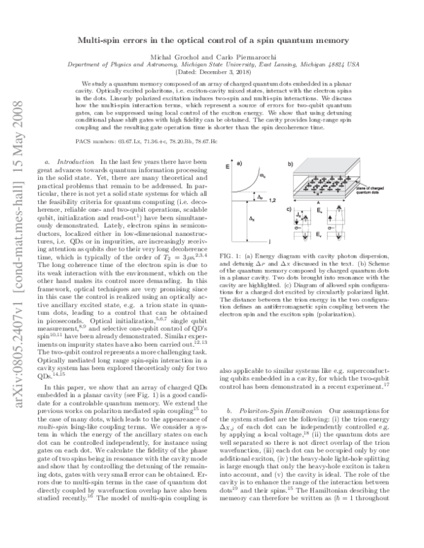 (PDF) Multispin errors in the optical control of a spin quantum lattice